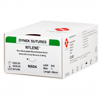 Nylene non-absorbable monofilament nylon, steriled, USP 6/0, length: 45mm