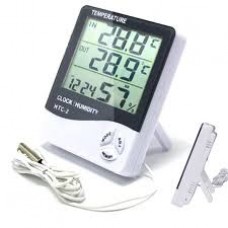 Digital Indoor/Outdoor Thermo-Hygrometer Temperature Humidity Meter Tester with Time/Clock