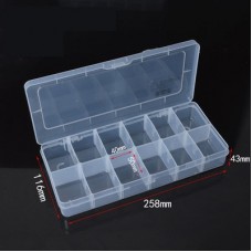 Plastic Component Box, 12 slot, size: 258 x 116 x 43mm